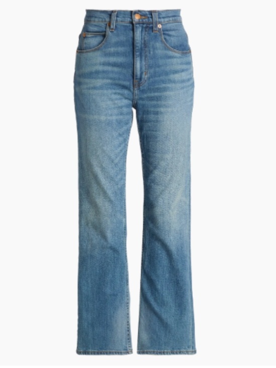 Jamie Haller Denim - High-Rise Medium Blue Straight-to-Slight Flare Jeans